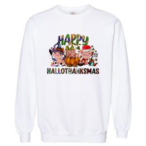 Happy Hallothanksmas Cute Pig Farm Animals Farmer Pig Lover Garment-Dyed Sweatshirt