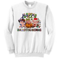 Happy Hallothanksmas Cute Pig Farm Animals Farmer Pig Lover Sweatshirt