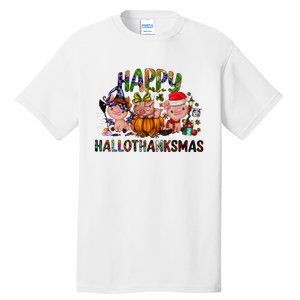 Happy Hallothanksmas Cute Pig Farm Animals Farmer Pig Lover Tall T-Shirt