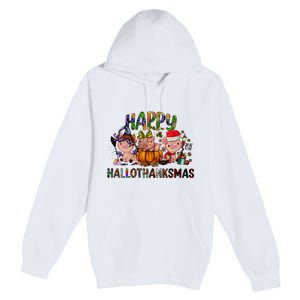 Happy Hallothanksmas Cute Pig Farm Animals Farmer Pig Lover Premium Pullover Hoodie