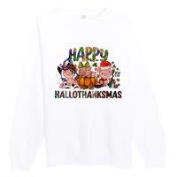 Happy Hallothanksmas Cute Pig Farm Animals Farmer Pig Lover Premium Crewneck Sweatshirt