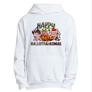 Happy Hallothanksmas Cute Pig Farm Animals Farmer Pig Lover Urban Pullover Hoodie