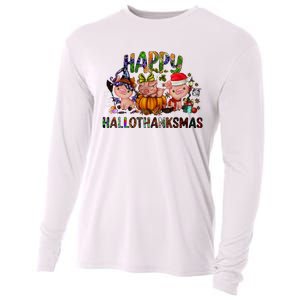 Happy Hallothanksmas Cute Pig Farm Animals Farmer Pig Lover Cooling Performance Long Sleeve Crew