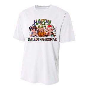 Happy Hallothanksmas Cute Pig Farm Animals Farmer Pig Lover Performance Sprint T-Shirt