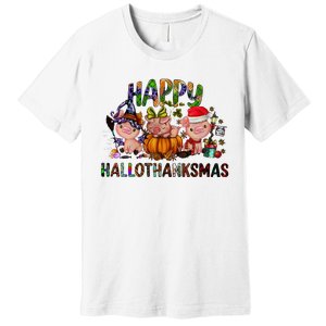 Happy Hallothanksmas Cute Pig Farm Animals Farmer Pig Lover Premium T-Shirt