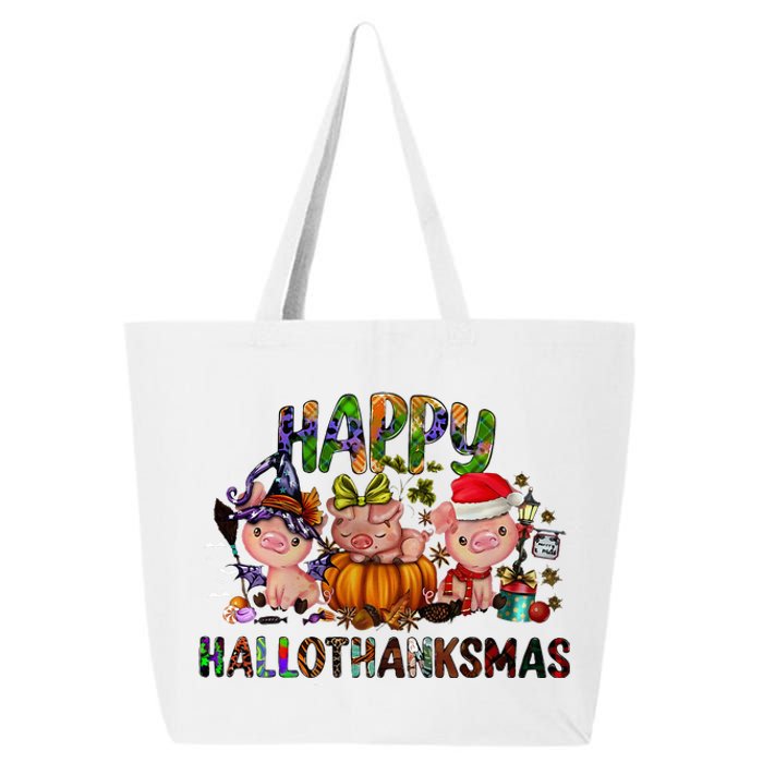 Happy Hallothanksmas Cute Pig Farm Animals Farmer Pig Lover 25L Jumbo Tote