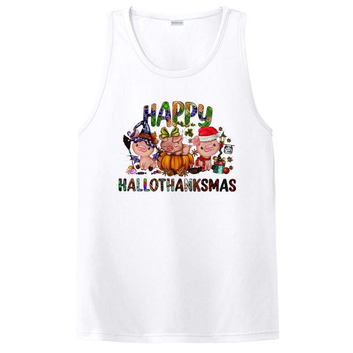 Happy Hallothanksmas Cute Pig Farm Animals Farmer Pig Lover PosiCharge Competitor Tank