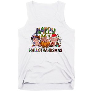 Happy Hallothanksmas Cute Pig Farm Animals Farmer Pig Lover Tank Top