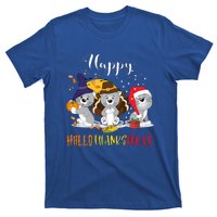 Happy Hallothanksmas Cats Halloween Christmas Thanksgiving Cool Gift T-Shirt