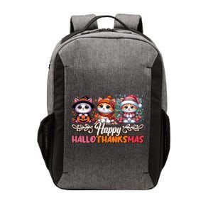 Happy Hallothanksmas Cats Halloween Thanksgiving Christmas Gift Vector Backpack