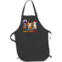 Happy Hallothanksmas Cats Halloween Thanksgiving Christmas Full-Length Apron With Pockets