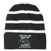 Horse Hair Dog Slobber Gift Riding Horse Cool Gift Striped Beanie with Solid Band