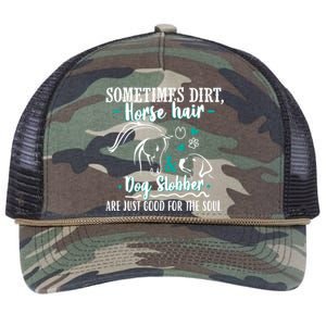 Horse Hair Dog Slobber Gift Riding Horse Cool Gift Retro Rope Trucker Hat Cap