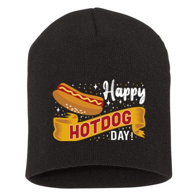 Happy Hot Dog Day Short Acrylic Beanie