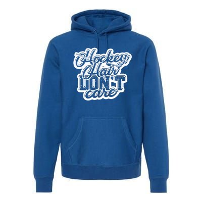 Hockey Hair Dont Care And Long Natural Hair Funny Gift Premium Hoodie