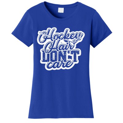 Hockey Hair Dont Care And Long Natural Hair Funny Gift Women's T-Shirt