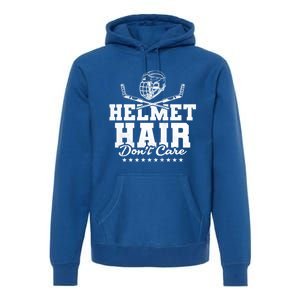 Helmet Hair Dont Care Hockey Gift Premium Hoodie