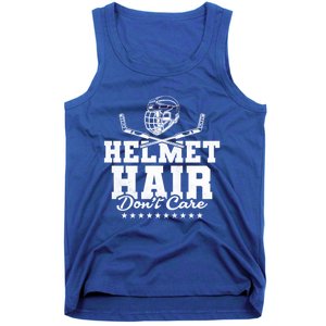 Helmet Hair Dont Care Hockey Gift Tank Top