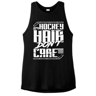 Hockey Hair Dont Care Funny Hockey Player Ice Hockey Great Gift Ladies PosiCharge Tri-Blend Wicking Tank