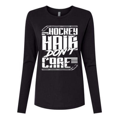 Hockey Hair Dont Care Funny Hockey Player Ice Hockey Great Gift Womens Cotton Relaxed Long Sleeve T-Shirt