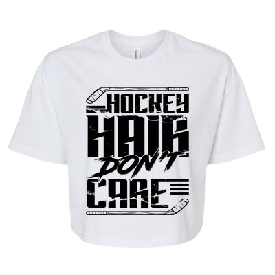 Hockey Hair Dont Care Funny Hockey Player Ice Hockey Great Gift Bella+Canvas Jersey Crop Tee