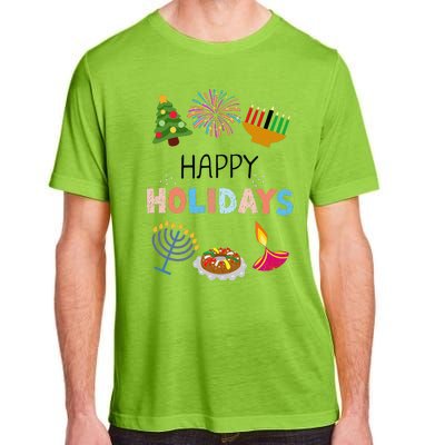 Happy Holidays Diwali Kwanzaa Hanukkah Christmas Adult ChromaSoft Performance T-Shirt