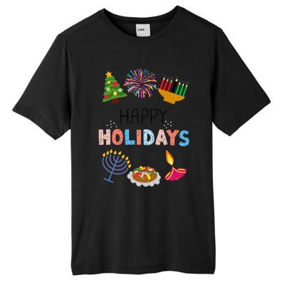 Happy Holidays Diwali Kwanzaa Hanukkah Christmas Tall Fusion ChromaSoft Performance T-Shirt