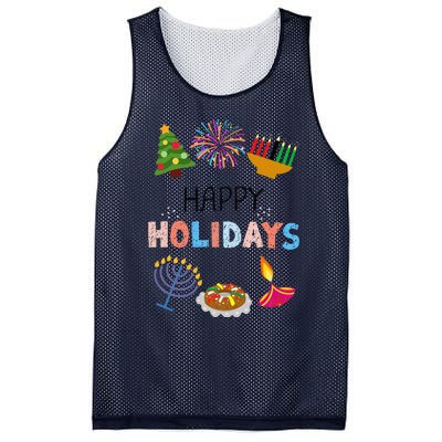 Happy Holidays Diwali Kwanzaa Hanukkah Christmas Mesh Reversible Basketball Jersey Tank