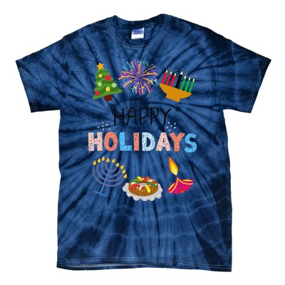 Happy Holidays Diwali Kwanzaa Hanukkah Christmas Tie-Dye T-Shirt