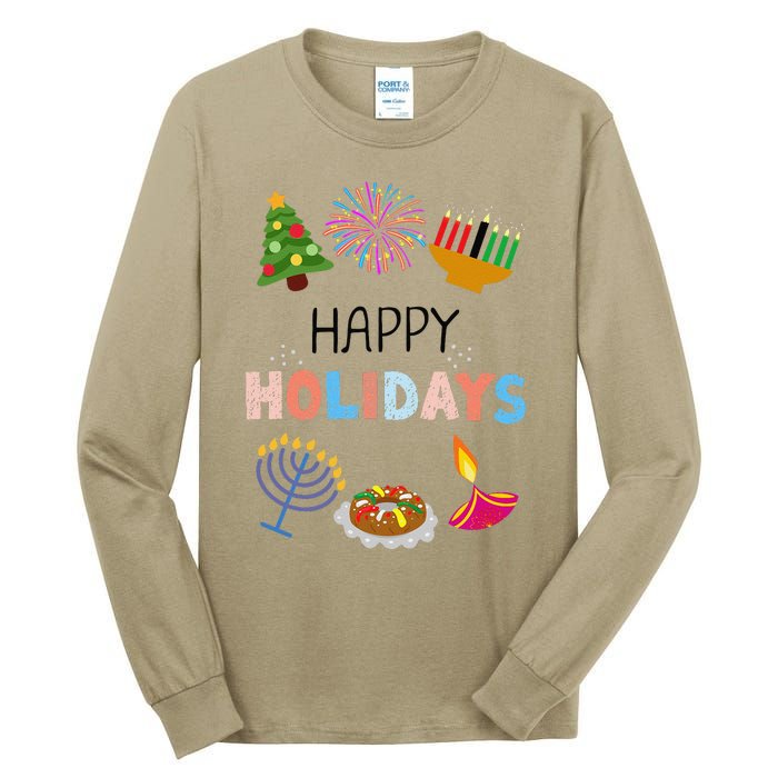 Happy Holidays Diwali Kwanzaa Hanukkah Christmas Tall Long Sleeve T-Shirt