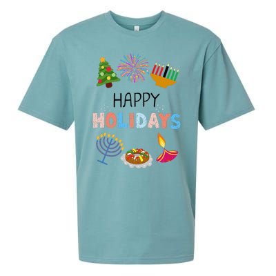 Happy Holidays Diwali Kwanzaa Hanukkah Christmas Sueded Cloud Jersey T-Shirt