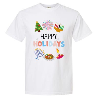 Happy Holidays Diwali Kwanzaa Hanukkah Christmas Garment-Dyed Heavyweight T-Shirt