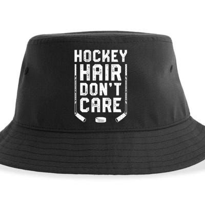 Hockey Hair Don't Care Women Girls Ice Puck Player TShirt Sustainable Bucket Hat