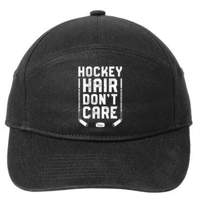 Hockey Hair Don't Care Women Girls Ice Puck Player TShirt 7-Panel Snapback Hat