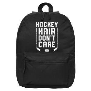 Hockey Hair Don't Care Women Girls Ice Puck Player TShirt 16 in Basic Backpack