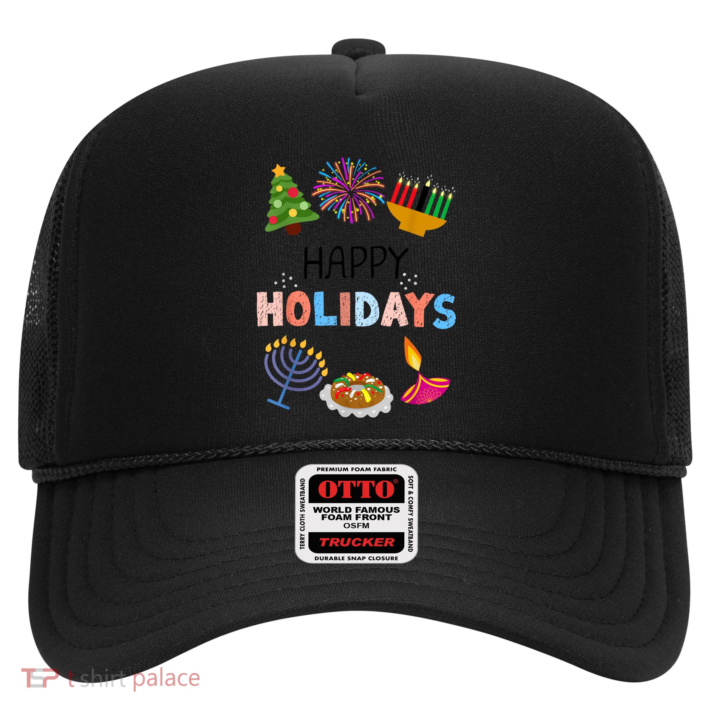 Happy Holidays Diwali Kwanzaa Hanukkah Christmas Trucker Hat