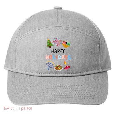 Happy Holidays Diwali Kwanzaa Hanukkah Christmas 7-Panel Snapback Hat