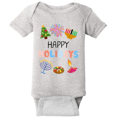 Happy Holidays Diwali Kwanzaa Hanukkah Christmas Baby Bodysuit