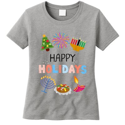 Happy Holidays Diwali Kwanzaa Hanukkah Christmas Womens T-Shirt