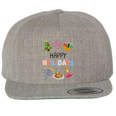 Happy Holidays Diwali Kwanzaa Hanukkah Christmas Wool Snapback Cap