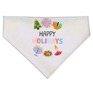 Happy Holidays Diwali Kwanzaa Hanukkah Christmas USA-Made Doggie Bandana