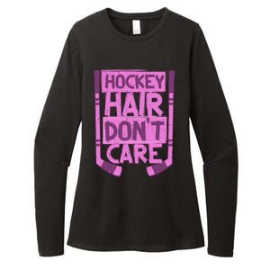 Hockey Hair Dont Care Funny Ice Hockey Lover Designs Meaningful Gift Womens CVC Long Sleeve Shirt