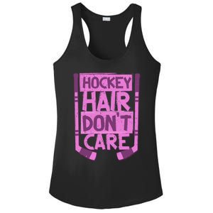 Hockey Hair Dont Care Funny Ice Hockey Lover Designs Meaningful Gift Ladies PosiCharge Competitor Racerback Tank