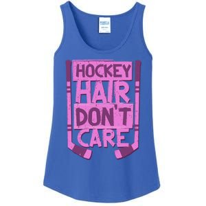 Hockey Hair Dont Care Funny Ice Hockey Lover Designs Meaningful Gift Ladies Essential Tank