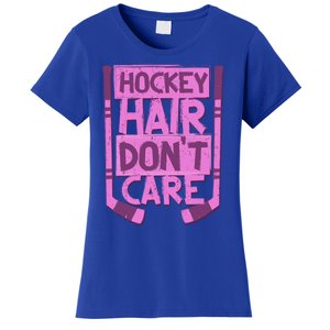 Hockey Hair Dont Care Funny Ice Hockey Lover Designs Meaningful Gift Women's T-Shirt