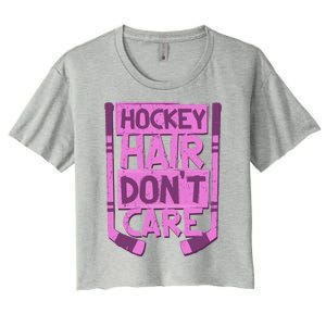 Hockey Hair Dont Care Funny Ice Hockey Lover Designs Meaningful Gift Women's Crop Top Tee