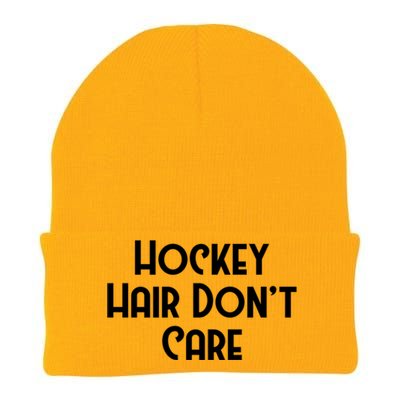 Hockey Hair Dont Care Goal Rink Hockey Sports Gift Knit Cap Winter Beanie