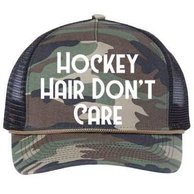 Hockey Hair Dont Care Goal Rink Hockey Sports Gift Retro Rope Trucker Hat Cap