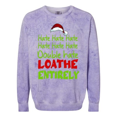 Hate Hate Double Hate Loathe Entirely Funny Christmas Santa Colorblast Crewneck Sweatshirt