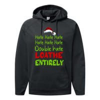 Hate Hate Double Hate Loathe Entirely Funny Christmas Santa Performance Fleece Hoodie